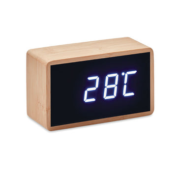 LED alarm clock with bamboo casing